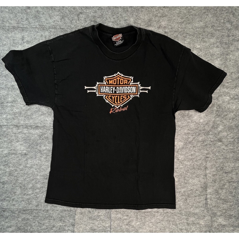 VTG 1998 Harley Davidson Mens L Shirt Bloomington, Illinois Made in USA  Black